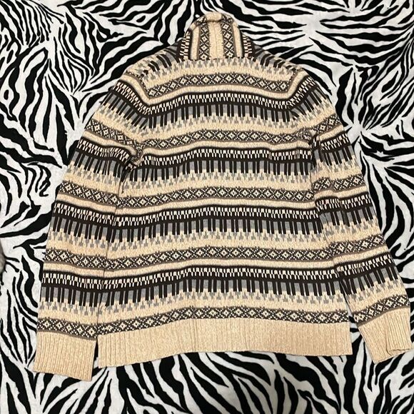 Eddie Bauer piano vintage cardigan button faire isle sweater beige size small - Picture 8 of 10